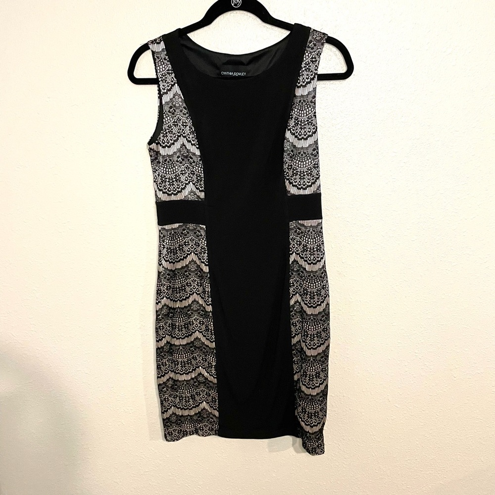 Cynthia Rowley black and gold cocktail dress